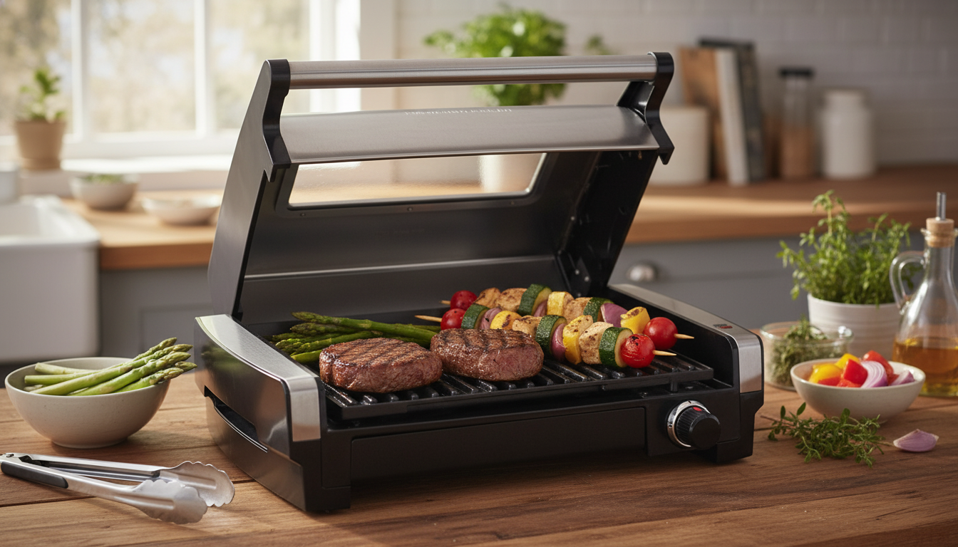 Indoor Searing Grill with Viewing Window & Temp Control